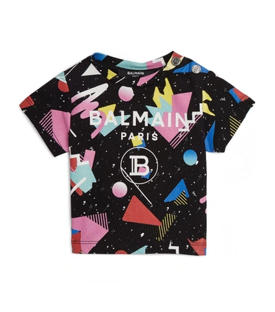 Shop Balmain Kids Graphic Logo T-shirt (6-36 Months) In Black