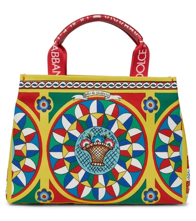 Shop Dolce & Gabbana Printed Canvas Bag In 彩色
