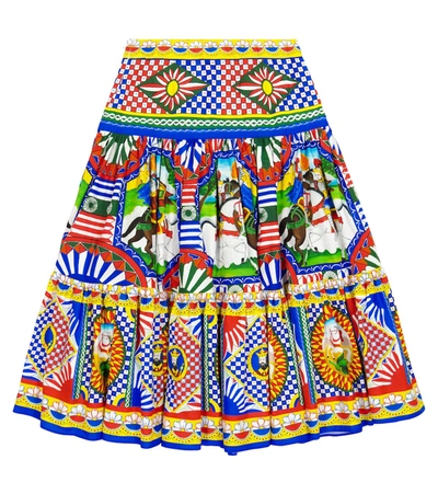 Shop Dolce & Gabbana Printed Cotton Skirt In 彩色