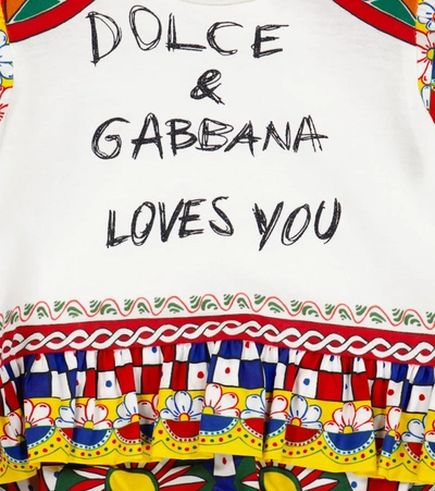 Shop Dolce & Gabbana Baby Printed Cotton Romper In 彩色