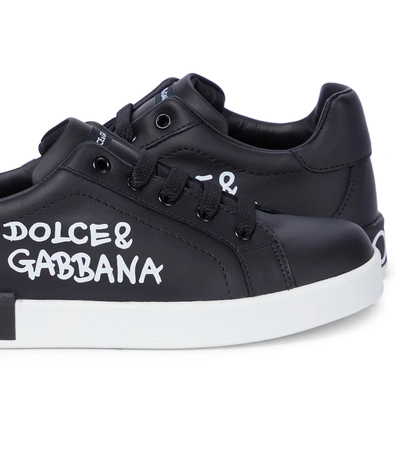 Shop Dolce & Gabbana Logo Leather Sneakers In 黑色