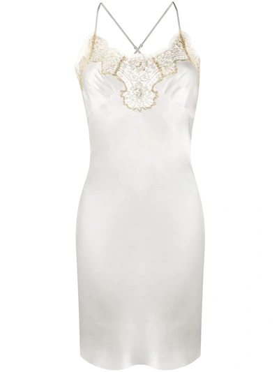Gilda & Pearl Gina Short Silk And Lace Slip In White