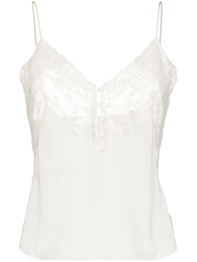 Shop Saint Laurent Slip Camisole Sleeveless Top In White