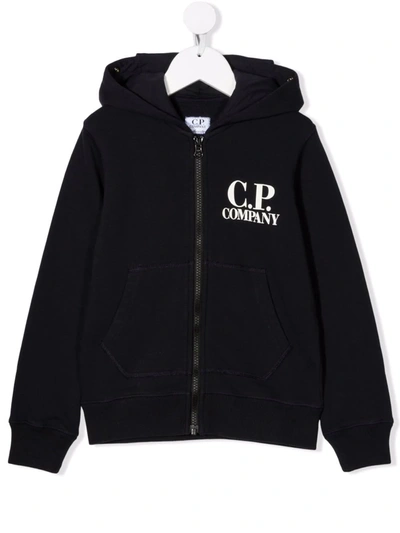 Shop C.p. Company Logo-print Hoodie In Blue