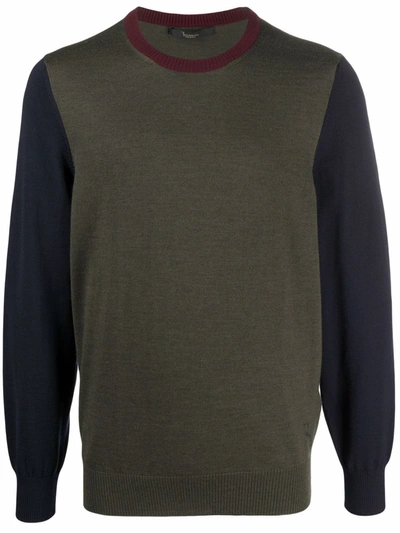 Billionaire Colour-block Merino Wool Jumper In Blue