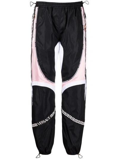 Shop Versace Greca Tape Track Pants In Black