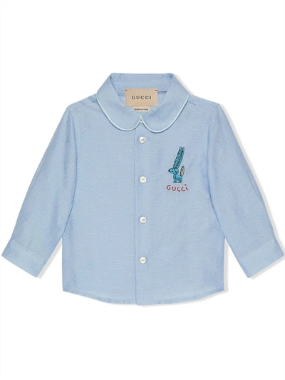 Shop Gucci Embroidered Freya Hartas Shirt In Blue