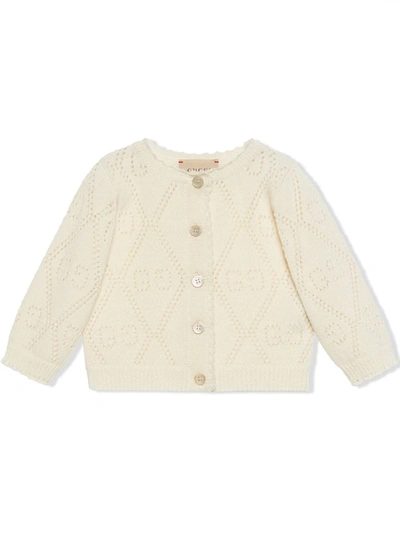 Shop Gucci Gg-motif Cardigan In White