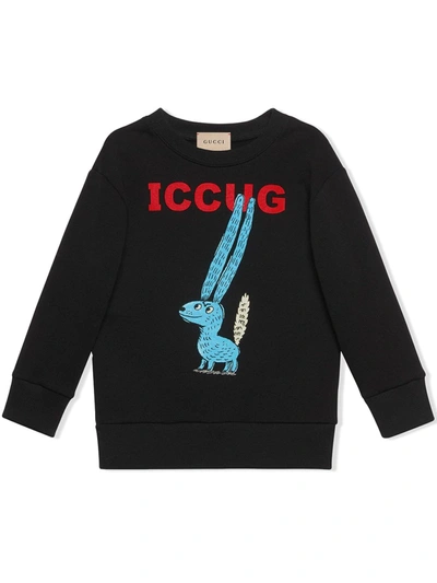 Shop Gucci Freya Hartas Cotton Sweatshirt In Black