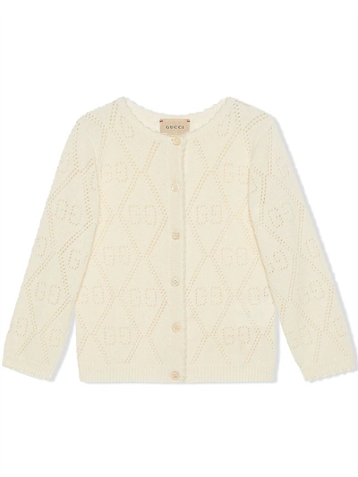 Shop Gucci Gg-motif Cardigan In White