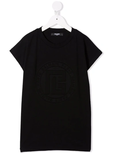 Shop Balmain Debossed-logo T-shirt In Black