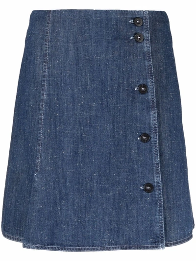 Shop Apc Denim Mini Skirt In Blue