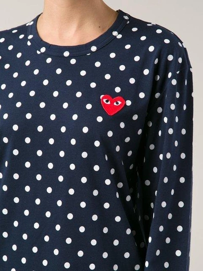 Shop Comme Des Garçons Play Long Sleeve Polka Dot T-shirt