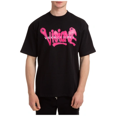 Shop Vision Of Super Men's Short Sleeve T-shirt Crew Neckline Jumper In Black