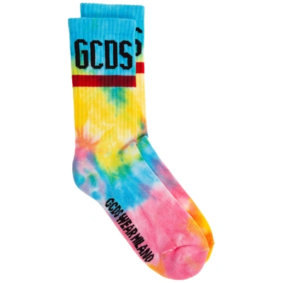 Shop Gcds Women's Socks Tie Dye In Light Blue