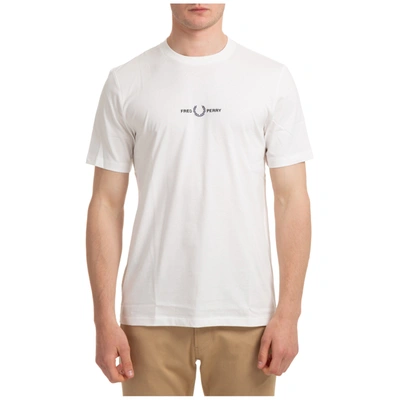 Shop Fred Perry Men's Short Sleeve T-shirt Crew Neckline Jumper In White