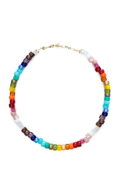 Shop Anni Lu Big Nuanua Gold-plated Resin; Glass And Pearl Necklace In Multi
