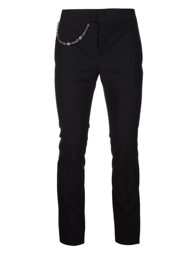 Shop Givenchy Man Black Wool Trousers With Chain