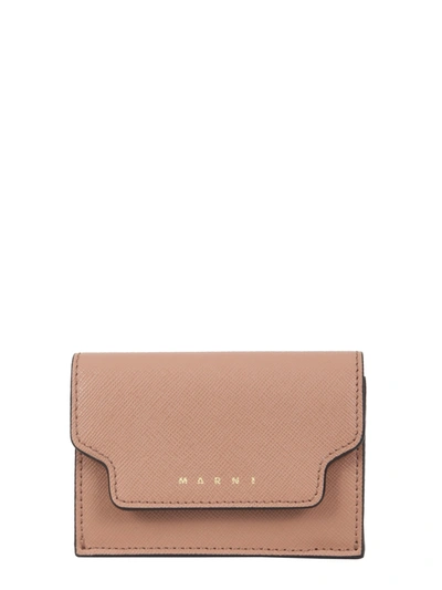 Shop Marni Tri-fold Wallet In Brown