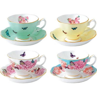 Shop Royal Albert Miranda Kerr Friendship Teacups And Saucers Set Of Four In White, Rose And Green