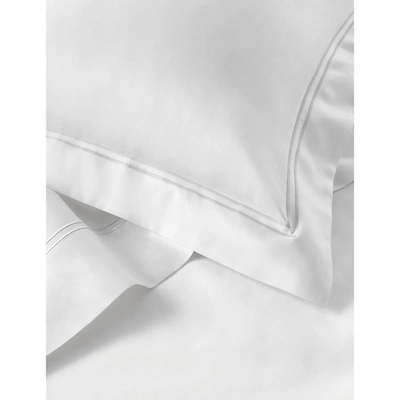 Shop The White Company White/silver Symons Cotton Oxford Standard Pillowcase 50cm X 75cm