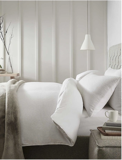 Shop The White Company Markham Cotton Single Duvet Cover 140 X 200cm In White/ Clay
