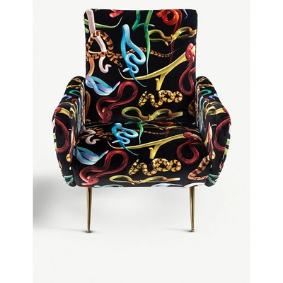 Seletti Snake-print Velvet Armchair 86cm X 79cm