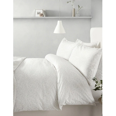 Shop The White Company Florence Cotton Super King Duvet Cover 220cm X 260cm In Soft Grey