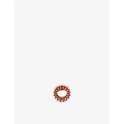 Shop La Maison Couture Flora Bhattachary Lakshmi Glow Ceramic-coated Recycled Silver And 0.45ct Sapphire Ring In Orange