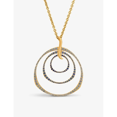 Shop La Maison Couture Womens Gold/blue Sandy Leong Ombre 18ct Recycled Yellow-gold And Sapphire Pendant Necklace