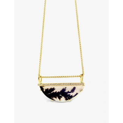Shop La Maison Couture Womens Gold Sorrel Bay Half Moon 18ct Yellow-gold, Agate And 0.13ct Diamond Necklace
