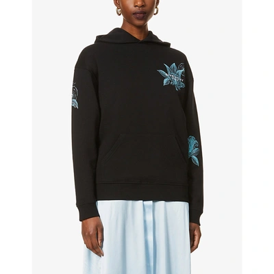 Shop Givenchy Logo-embroidered Cotton-jersey Hoody In Black