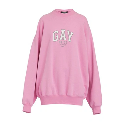 Shop Balenciaga Sweatshirt In Pink White Grey W