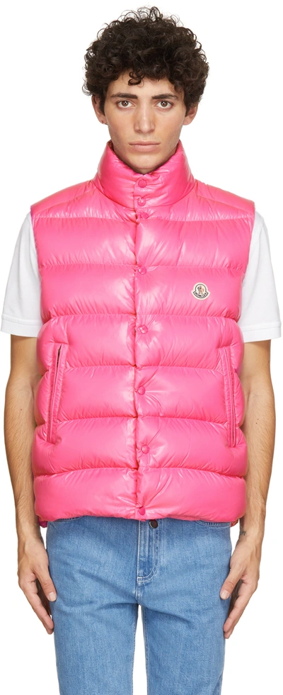 Shop Moncler Pink Down Tibb Vest In 544 Dark Pink