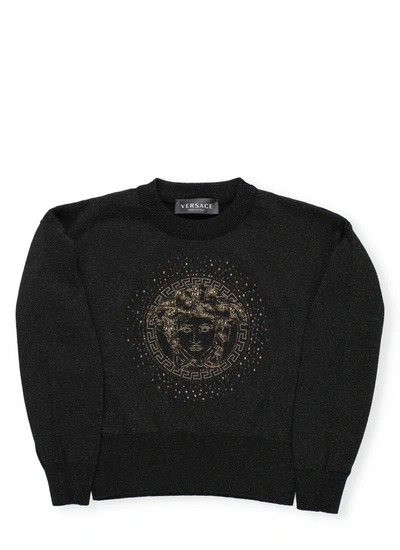 Shop Versace Medusa Logo Sweater In Black
