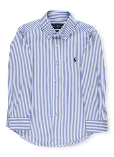 Shop Ralph Lauren Cotton Shirt In 4655h Light Blue/white