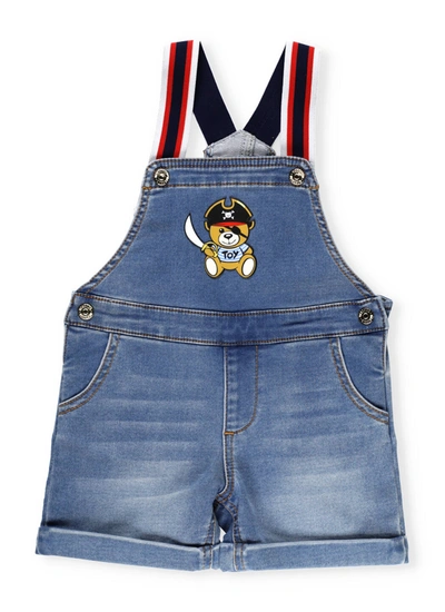 Shop Moschino Cotton Jeans Overalls In Blue Indaco