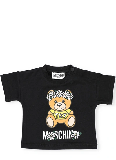 Shop Moschino T-shirt Daisy Teddy Bear In Nero/black