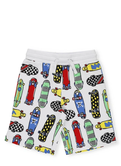 Shop Stella Mccartney Cotton Sweatshirt Skateboard Shorts In Skateboards White