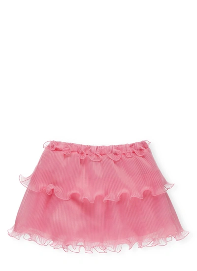 Shop Alberta Ferretti Pleated And Ruffled Skirt In Pink