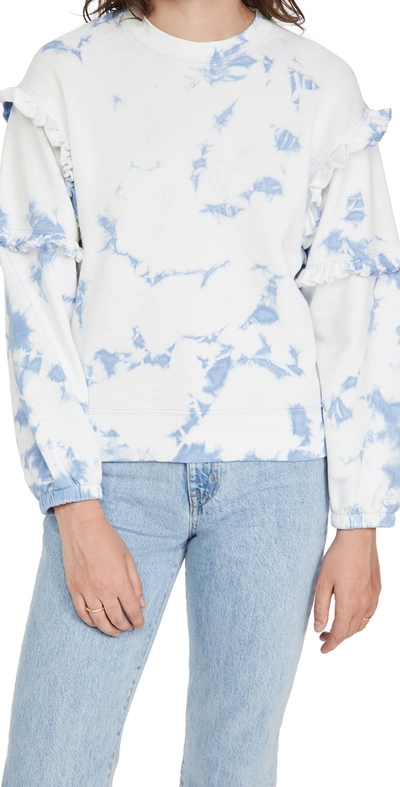 Rebecca Minkoff Evelyn Ruffle sleeve Tie dye Sweatshirt In Sky