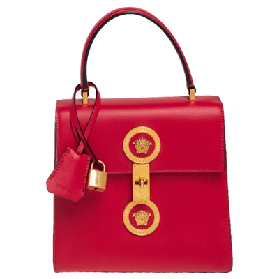 Pre-owned Versace Red Leather Icon Medusa Top Handle Bag