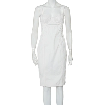 Pre-owned Dolce & Gabbana Dolce And Gabbana White Cotton Sleeveless Bustier Dress M