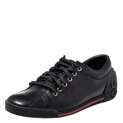 Pre-owned Gucci Black Leather Low Top Sneakers Size 39
