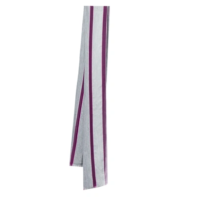 Pre-owned Emporio Armani Purple & Grey Striped Silk Stole