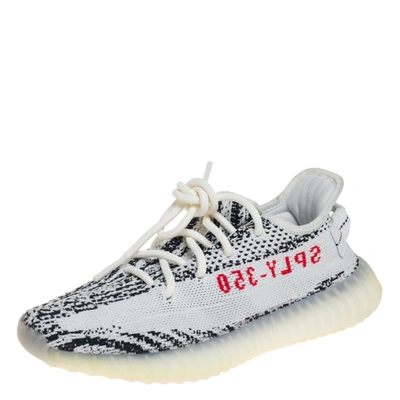 Pre-owned Yeezy X Adidas White/black Cotton Knit Yeezy Boost 350 V2 Zebra Sneakers Size 37 1/3
