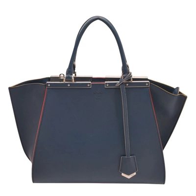 Pre-owned Fendi Blue Leather 3jours Large Tote Bag