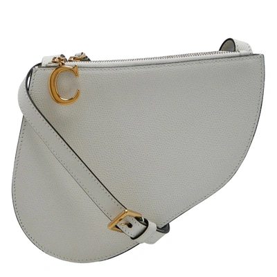 Pre-owned Dior Ivory Leather Saddle Triple Zip Crossbody Bag In White
