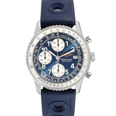 Pre-owned Breitling Blue Stainless Steel Navitimer Ii Chronograph A13322 Men's Wristwatch 42 Mm