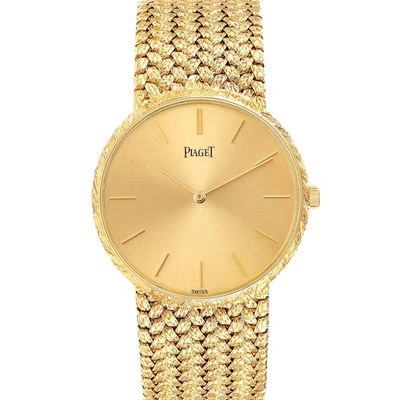 Pre-owned Piaget Champagne 18k Yellow Gold Vintage 9065 Men's Wristwatch 31 Mm